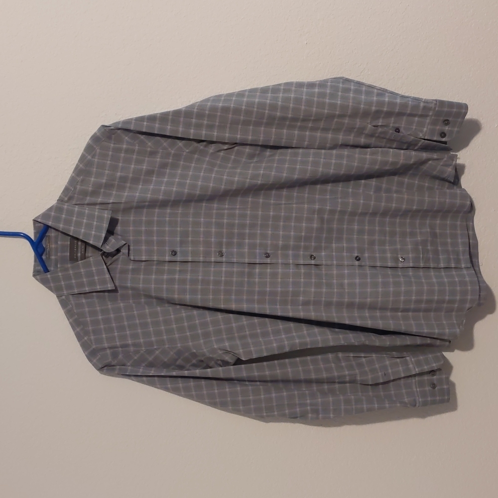 Nordstrom Calibrate Button Up Shirt Trim Fit 15 1/2 Mens Non Iron Long Sleeve
